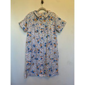 Vintage 1960s Slumber Jane Nightgown Flower Power Loungewear Front Snap Sz L